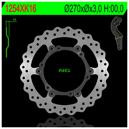 NG front brake disc with adapter OVERSIZE KTM / HUSABERG 270X3 (NG1254XK16) WAVE floating