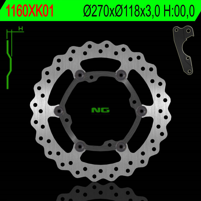 NG brake disc with adapter OVERSIZE (270X118X3) WAVE floating