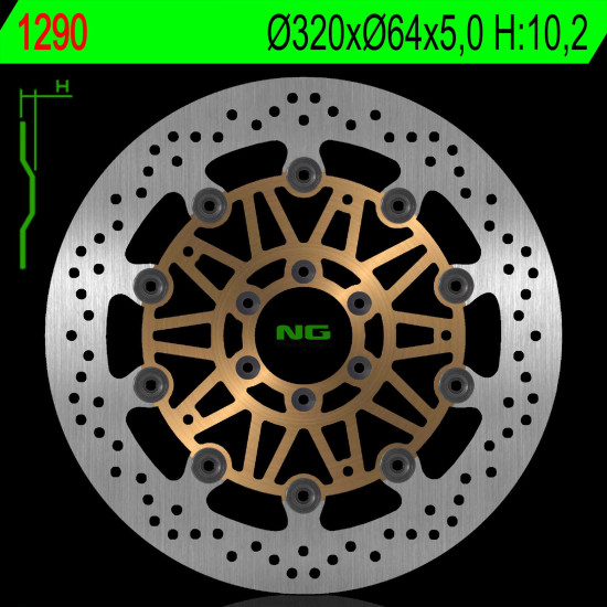 NG brake disc front MOTO GUZZI NORGE 1200 '06-16 (320X64X5,0mm) (6X8,5mm) floating