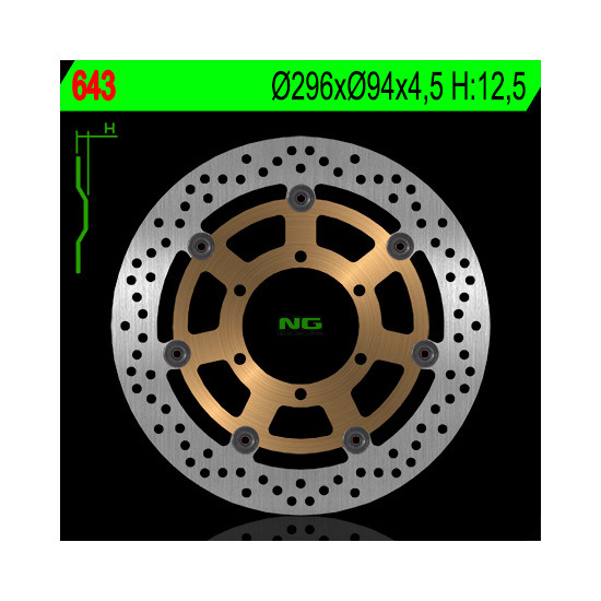 NG brake disc front HONDA CBR 600F '01-'10, CB 900F 02-07 VTX 1800C '01-08 (296X94X4,5) (6X6,5mm)