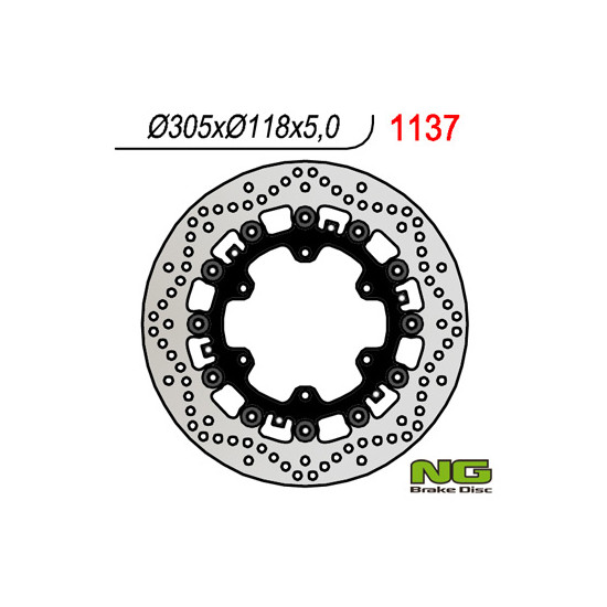 NG brake disc front BMW K1100LT / RS '89-00, R1100GS / R '93-94, R1100R / RT / RS '92-01 (305x118x5mm) (6X9,0mm) floating