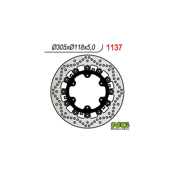 NG brake disc front BMW K1100LT / RS '89-00, R1100GS / R '93-94, R1100R / RT / RS '92-01 (305x118x5mm) (6X9,0mm) floating