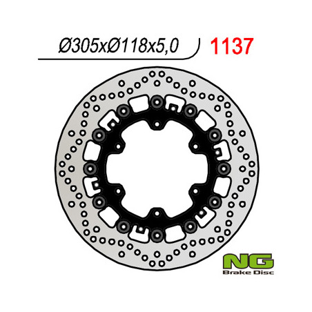 NG stabdžių diskas priekis BMW K1100LT / RS '89-00, R1100GS / R '93-94, R1100R / RT / RS '92-01 (305x118x5mm) (6X9,0mm) plaukioj