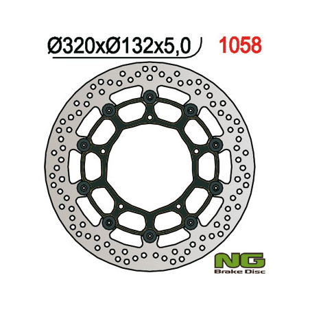 NG stabdžių diskas priekis YAMAHA YZF R1 '04-'06 / '15-'16, FZ1 '06-13, R6 '20-, V-MAX '09-16, MT-10 '16-21 (320X132X5mm) (5X8,5