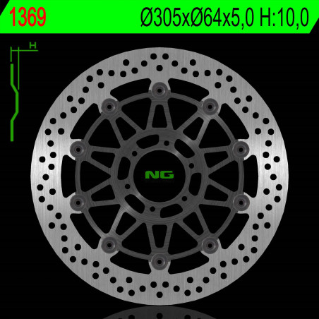 NG brake disc front KTM 950 / 990 SMR / SMT 05-14 (305X64X5,0mm) (6X8,5mm) floating