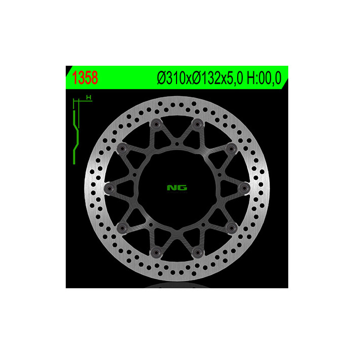 NG brake disc front YAMAHA YZF R1 ABS '12-'14 (310X132X5,0) (5X8,5mm)