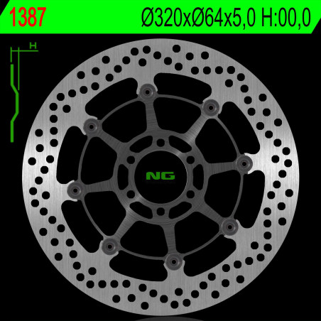 NG stabdžių diskas priekis BMW S 1000R / RR / XR 13-18, MOTO GUZZI CALIFORNIA 1400 13-18 (320X64X5,0mm) (6X8,5mm)