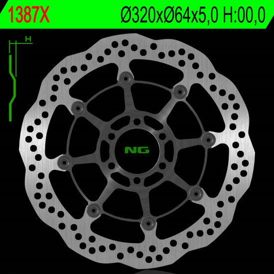 NG brake disc front BMW S 1000R / RR / XR 13-18, MOTO GUZZI CALIFORNIA 1400 13-18 (320X64X5,0mm) (6X8,5mm) WAVE
