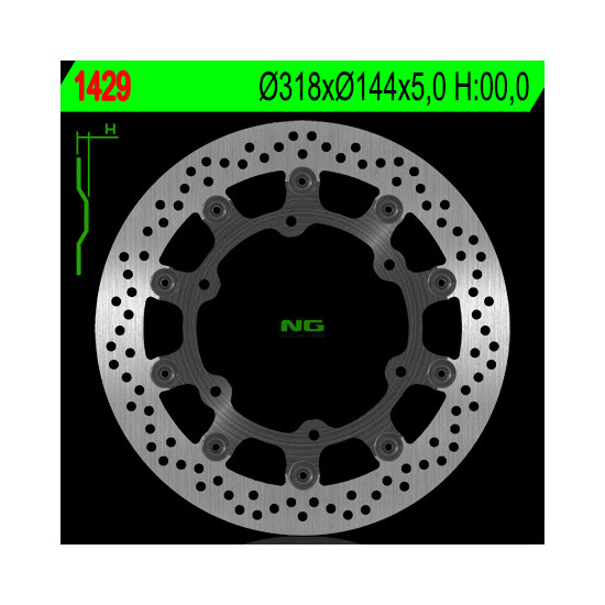 NG brake disc front HONDA VF 750C '94-'04, ST 1100 '91-'01, VT 1100C '92-'98, TRIUMPH 900 (floating) (318X144X5) (6X