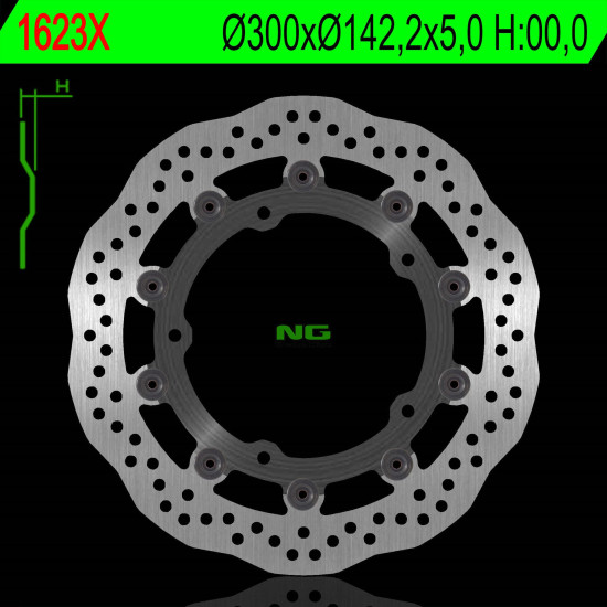 NG brake disc front KAWASAKI Z 650 17-18, Z 900 16-18 (300X142.2X5.0mm) (5X10.5mm) floating WAVE - replaced NG1623X