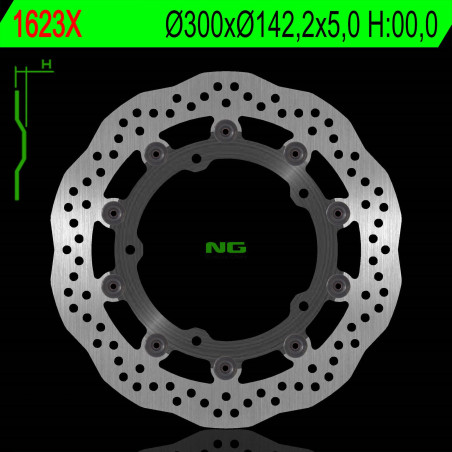 NG stabdžių diskas priekis KAWASAKI Z 650 17-18, Z 900 16-18 (300X142,2X5,0mm) (5X10,5mm) plaukiojantis WAVE - pakeistas NG1623X