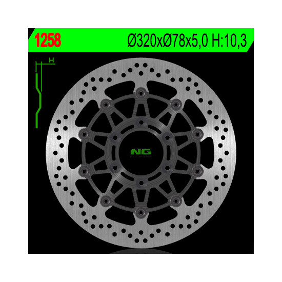 NG brake disc front TRIUMPH SPRINT ST / RS 955 '98-'04, SPEED TRIPLE 900 / 955 '97-'01 floating (320X78X5)(6X10,50mm)