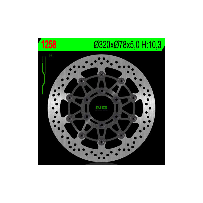NG brake disc front TRIUMPH SPRINT ST / RS 955 '98-'04, SPEED TRIPLE 900 / 955 '97-'01 floating (320X78X5)(6X10,50mm)