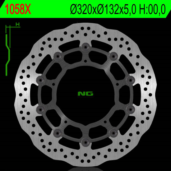 NG brake disc front YAMAHA YZF R1 '04-'06 / '15-'16, FZ1 '06-13, R6 '20-, V-MAX '09-16, MT-10 '16-21 (320X132X5mm) (5X8.5