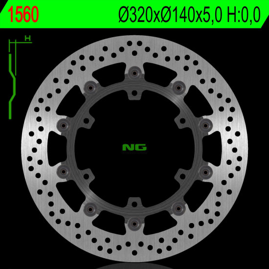 NG brake disc front APRILIA CAPONORD RALLY 1200 15-17 (320X140X5,0mm) (6X8,5mm)