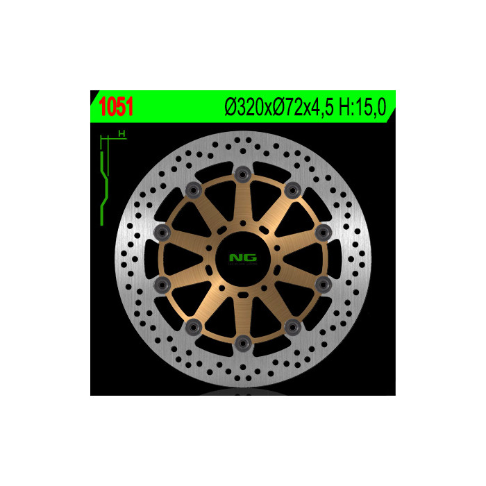NG brake disc front DUCATI 749 / 848 / 999 / 1000 / 1100 '02-17 (320X72X4,5mm) (5X8,5mm) floating