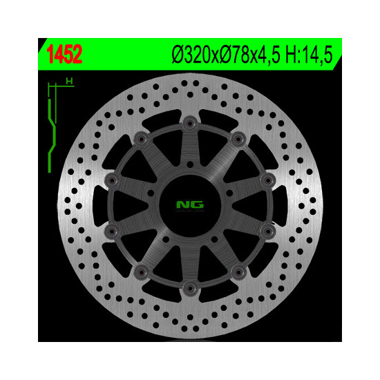 NG brake disc front TRIUMPH 955 / 1050 floating (320X78X4.5) (5X10.5mm) - replaced NG1753G