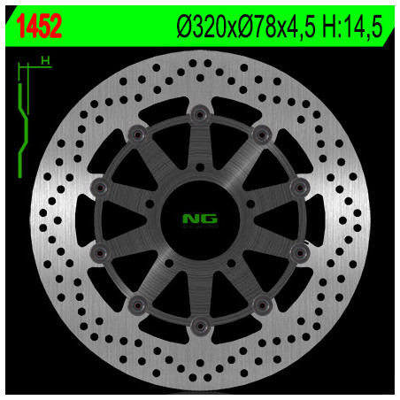 NG brake disc front TRIUMPH 955 / 1050 floating (320X78X4.5) (5X10.5mm) - replaced NG1753G