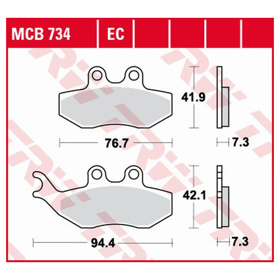 TRW LUCAS brake pads KH194 ORGANIC APRILIA SX 50 14-, YAMAHA DT 50 04-08, TZR 50 03-20, XT 125 05-11, front