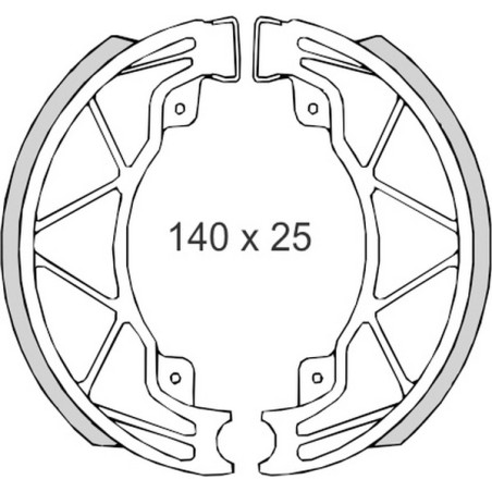 BRENTA būgninių stabdžių kaladėlės DERBI25 / 50 / 125 / 150 PIAGGIO50 / 125 / 180 VESPA 50 / 125 (140x25mm) (FT 0300)
