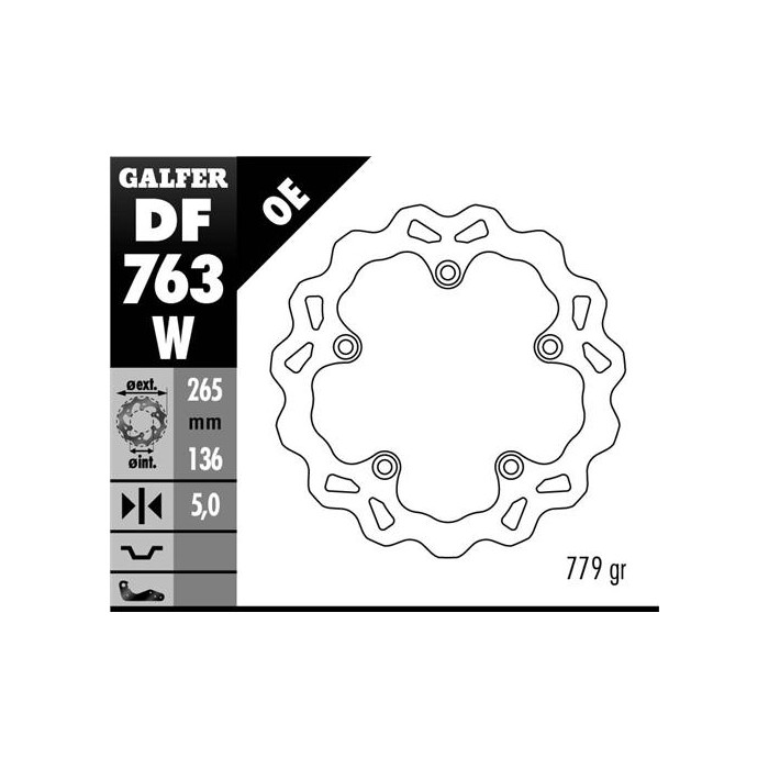 GALFER brake disc rear BMW F 650GS 800 / K1200 / R1200 (265X136X5) (NG1045) WAVE