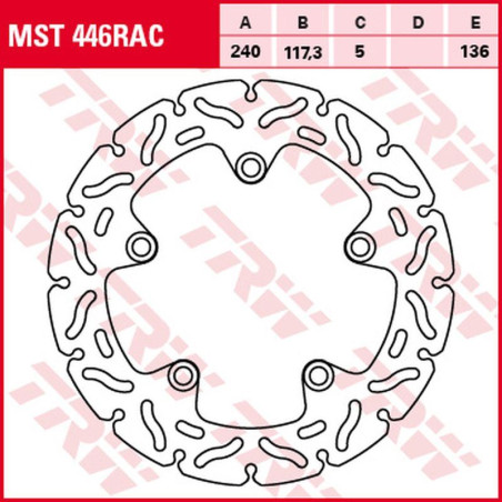 TRW LUCAS ZF Stand Disc Ends HONDA CTX 700 '14-'17, NC 700D/S/X/XA '12-'14, NC 750D/J/S/X '14-, (240X117X5mm)