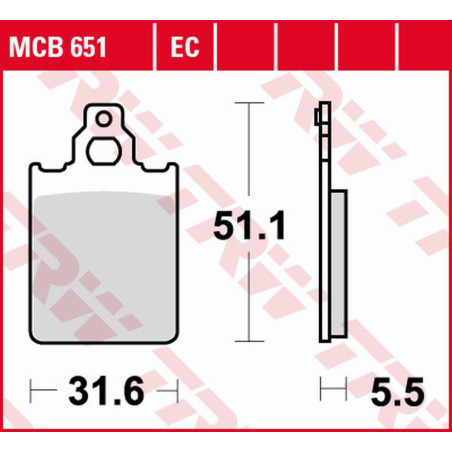 TRW LUCAS ZF brake pads KH156 ECO ORGANIC CAGIVA BLUES / PRIMA / SUPER CITY 50 '93-'95, PIAGGIO QUARTZ 50 '92-'96, SKR 1