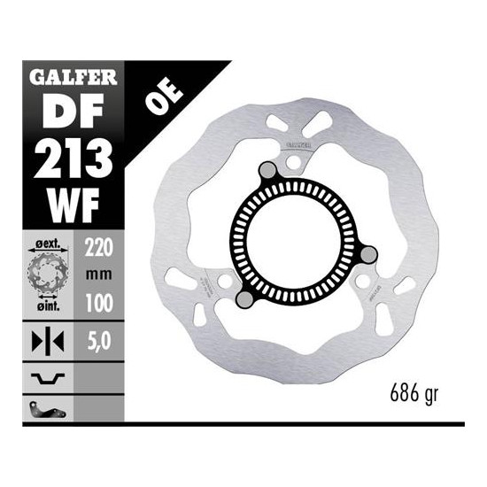 GALFER brake disc rear KAWASAKI NINJA 300 R SP (ABS) '13-, NINJA 400 / ABS '18-, Z 400 '20- (220X100X5mm) WAVE