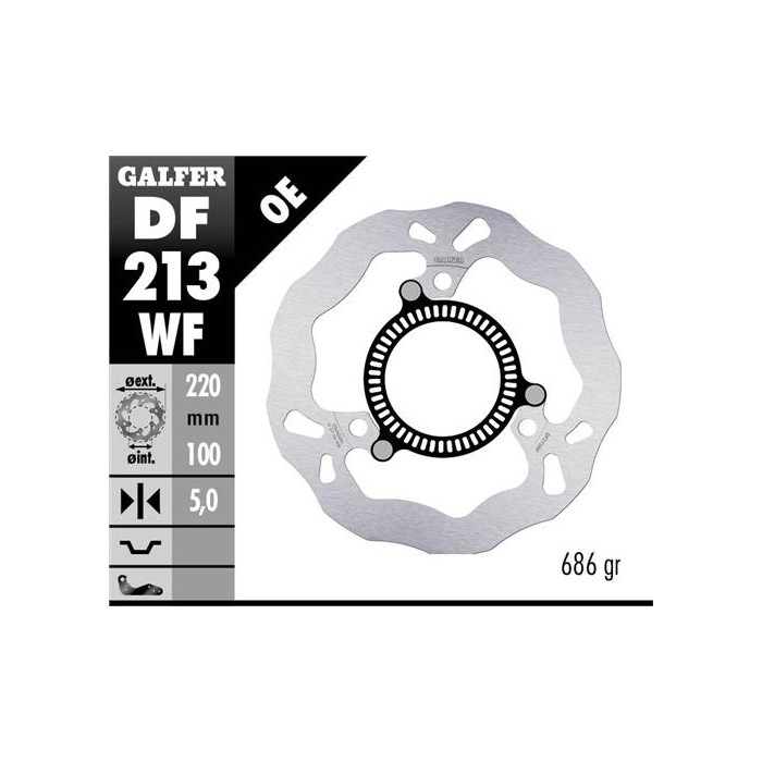 GALFER brake disc rear KAWASAKI NINJA 300 R SP (ABS) '13-, NINJA 400 / ABS '18-, Z 400 '20- (220X100X5mm) WAVE