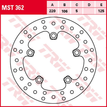 TRW LUCAS ZF brake disc rear YAMAHA YZF R6 '03-, MT-10 '16-, YZF R1 '03-, (220X106X5mm) (NG903NG903X)