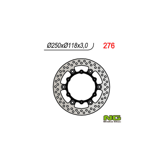 NG brake disc front YAMAHA YZ / YZF / WRF 01-19 floating (250x118x3)(6X6,50mm), SUZUKI RM 125 / 250 '99-'10