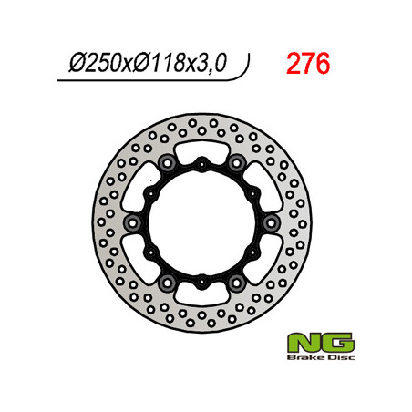 NG stabdžių diskas priekis YAMAHA YZ / YZF / WRF 01-19 plaukiojantis (250x118x3)(6X6,50mm), SUZUKI RM 125 / 250 '99-'10