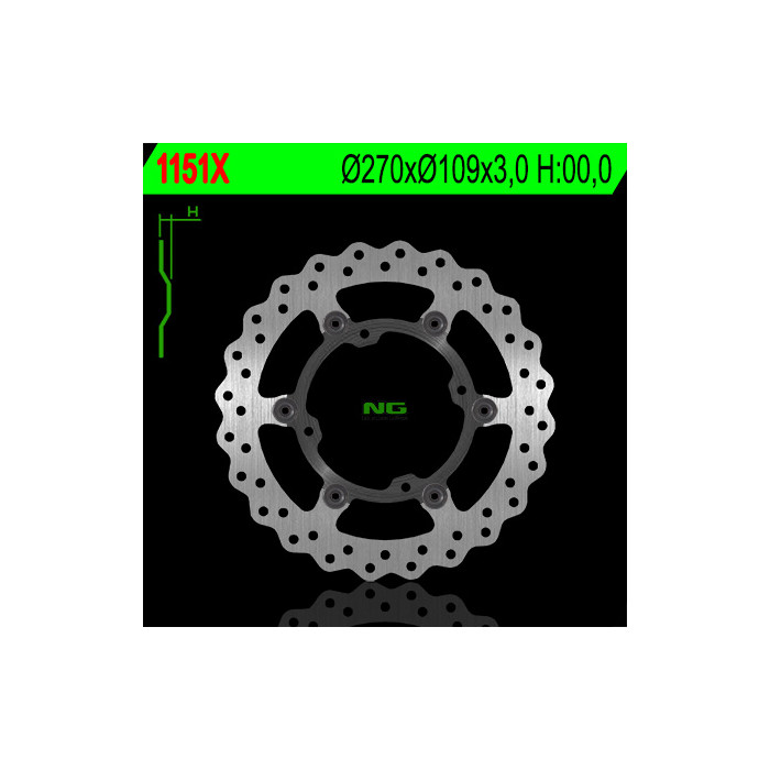 NG brake disc front KAWASAKI KXF 250 / 450 '15-19 floating 270mm (270X109X3,0) 4 holes O diameter 9,5mm WAVE