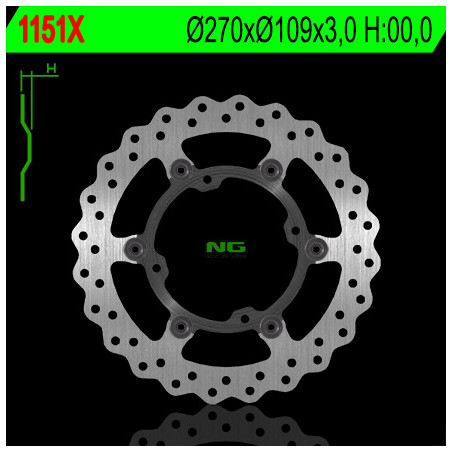 NG stabdžių diskas priekis KAWASAKI KXF 250 / 450 '15-19 plaukiojantis 270mm (270X109X3,0) 4 skylės O diametras 9,5mm WAVE