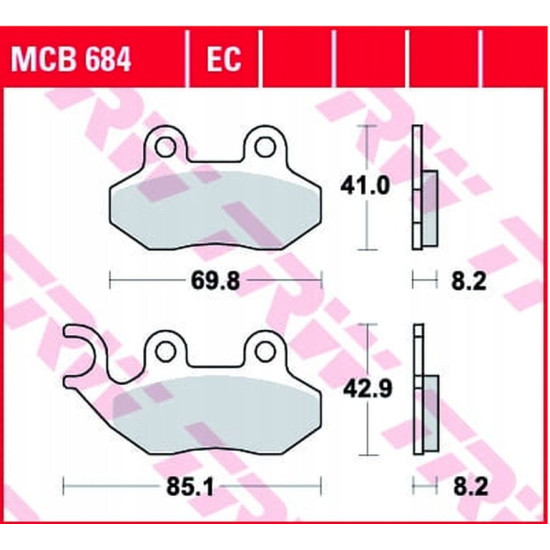 TRW LUCAS brake pads KH264 ORGANIC CAGIVA STELLA 125 97-, PEUGEOT TWEET 50 10-17, CITY STAR 125 10-, SYM 50 97-17 front