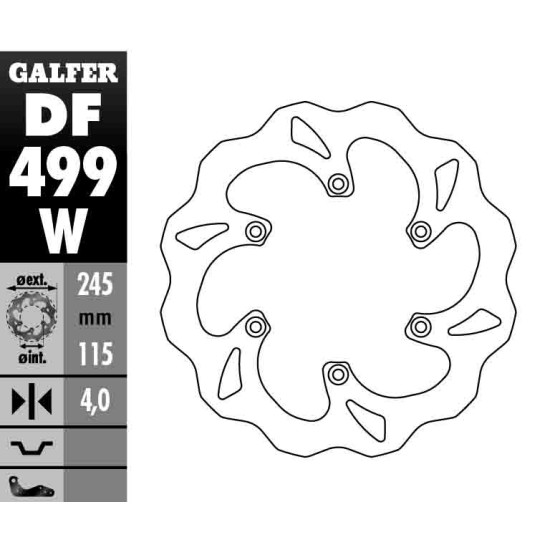 GALFER brake disc rear YAMAHA YZ 125 / 250 '02-'17, YZF / WRF 250 / 426 / 450 '02-'15 WAVE (245X115X4mm)