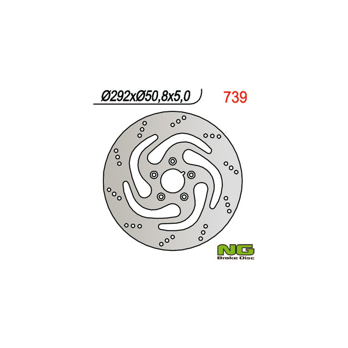 NG brake disc front HARLEY-DAVIDSON (292X50,8X5) 883 / 1200 / 1340 / 1450, 5 holes diameter 8.5