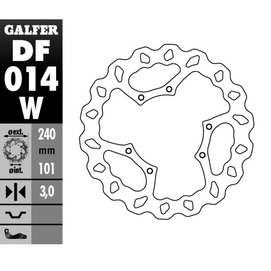 GALFER brake disc front HONDA CR 125R / 250R '95-'07, CR 500 '95-'00, CRF 250R / 450R '02- WAVE (240X101X3mm)