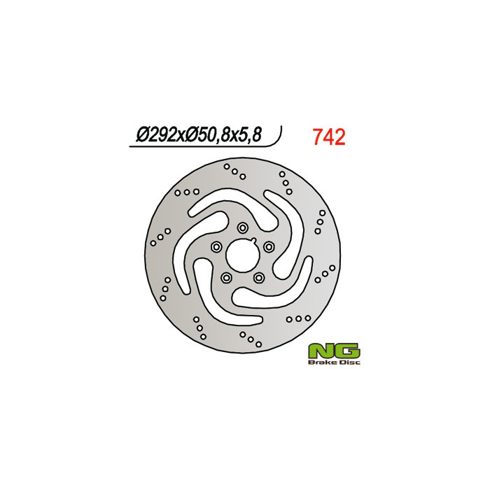 NG brake disc rear HARLEY-DAVIDSON 883 / 1340 84-98 (292X50.8X5.8) (5X8.5mm)