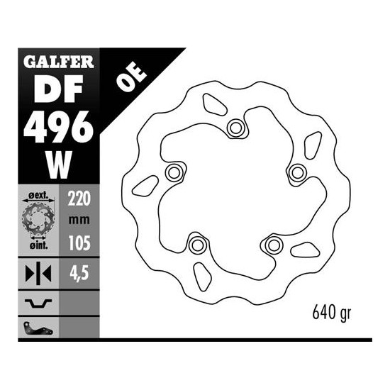 GALFER brake disc rear YAMAHA R6 03-16, R1 04-14 (220X105X4,5) WAVE (NG903)