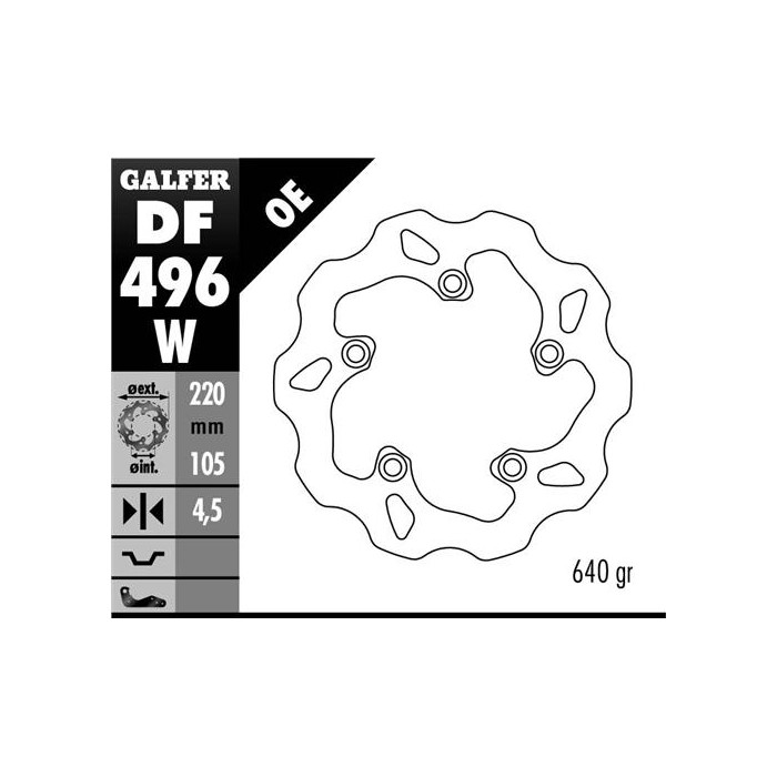 GALFER brake disc rear YAMAHA R6 03-16, R1 04-14 (220X105X4,5) WAVE (NG903)