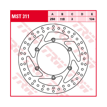 TRW LUCAS brake disc front SUZUKI RM 125 / 250 89-12, DR 250 95-07, DRZ 400 00-05, YAMAHA YZ / WRF 01-07, WR / YZ 426 / 4