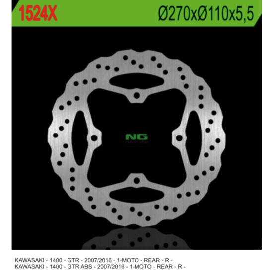 NG brake disc rear KAWASAKI GTR 1000 07-18(270X110X5,5mm) (4 holes 10,5mm) WAVE