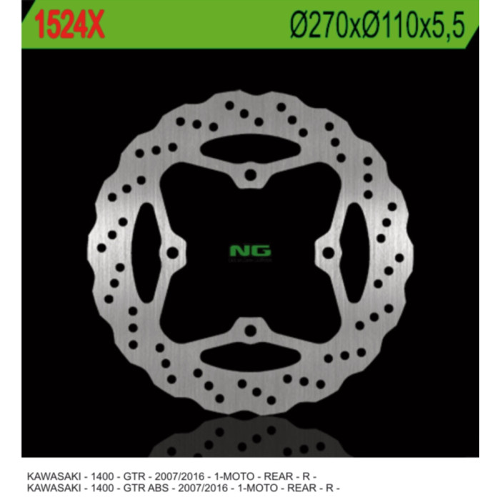 NG brake disc rear KAWASAKI GTR 1000 07-18(270X110X5,5mm) (4 holes 10,5mm) WAVE