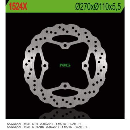 NG stabdžių diskas galas KAWASAKI GTR 1000 07-18(270X110X5,5mm) (4 skylės 10,5mm) WAVE