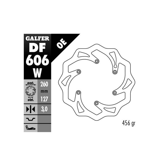 GALFER brake disc front KTM SX / EX, HUSABERG,HUSQVARNA,GAS GAS WAVE (260X127X3mm)