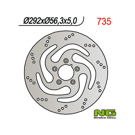 NG stabdžių diskas priekis HARLEY-DAVIDSON 883 / 1200 / 1450 / 1584 / 1690 / 1340 (292MMX56,3MMX5mm) (5X8,5mm)