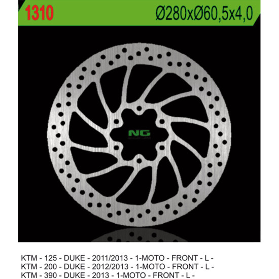 NG brake disc front KTM 125 / 200 DUKE '11-'13, 390 DUKE '13-'14 (280X60.5X4.0) (6X8.5mm)