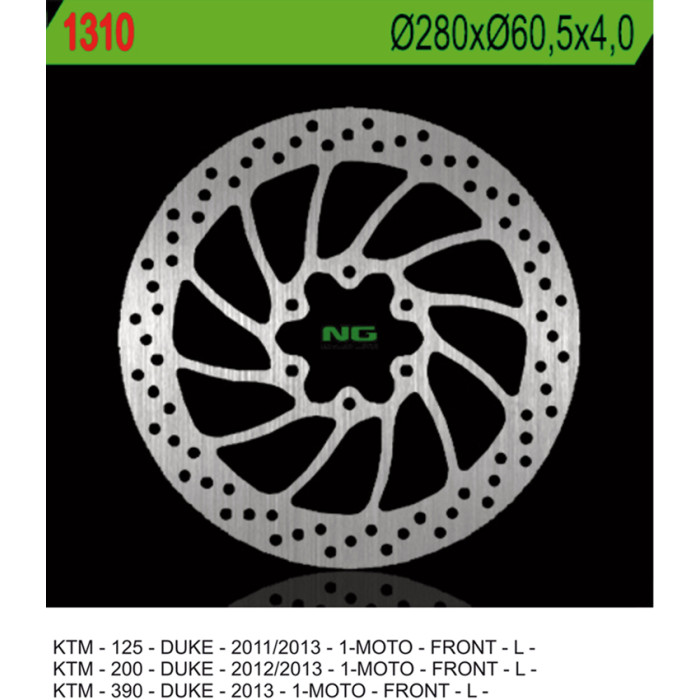 NG brake disc front KTM 125 / 200 DUKE '11-'13, 390 DUKE '13-'14 (280X60.5X4.0) (6X8.5mm)