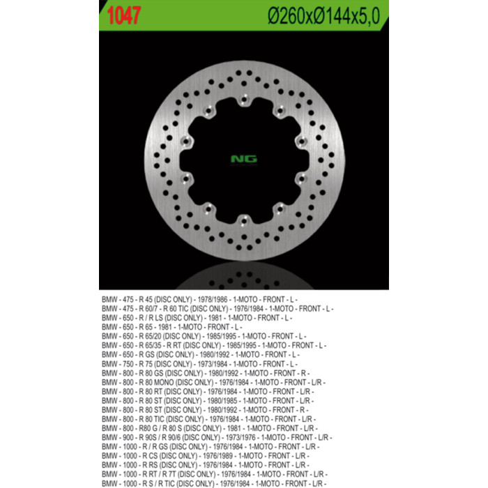 NG brake disc front BMW R45 / 60 / 65 / 75 / 80 / 90 / 100 (260X144X5) 10 holes diameter 5